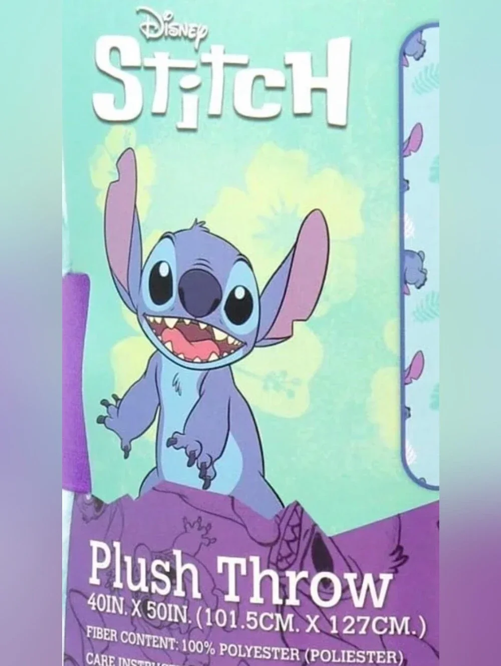 Disney Stitch Plush Throw Blanket - Light Blue, Purple 40x50